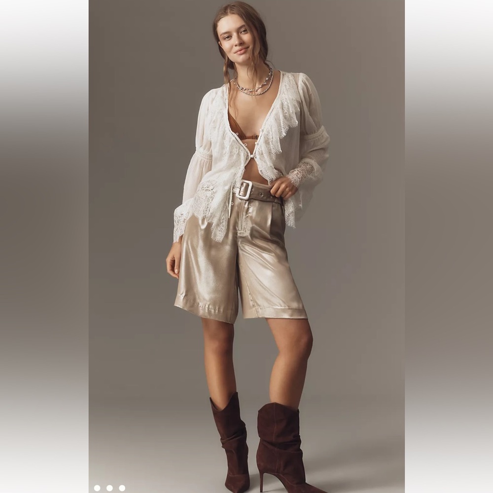 Anthropologie Liquid Shine Bermuda Shorts